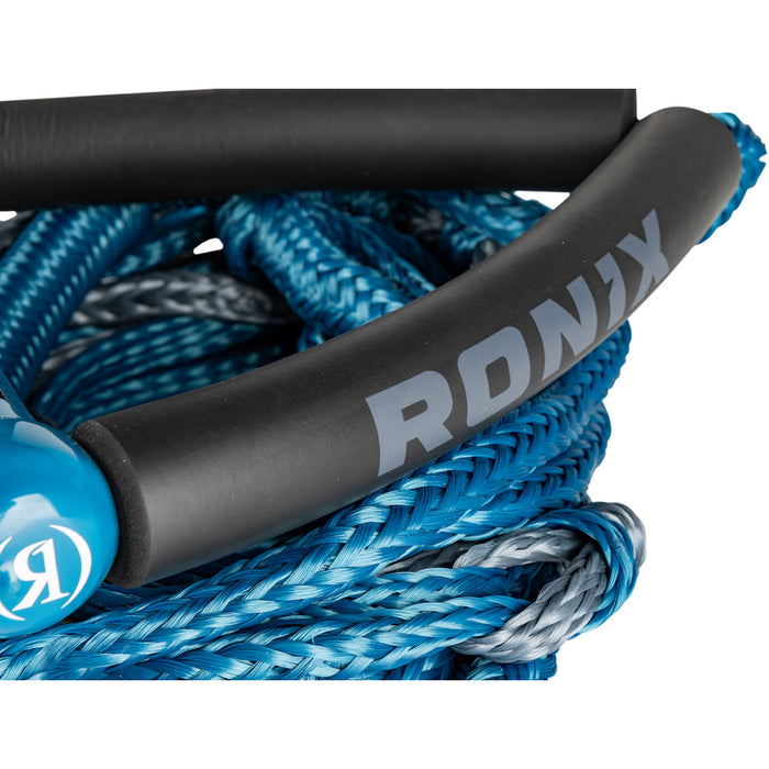 Ronix 10" Hide Grip Handle + 25 ft 5-Section Bungee Surf Rope Slate Blue