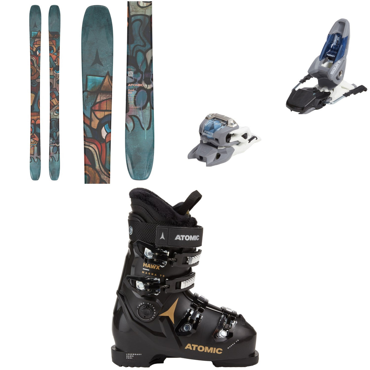 Atomic Bent 90 Skis + Marker Squire 11 Ski Bindings + Atomic Hawx Magna 75 W Ski Boots - Women's