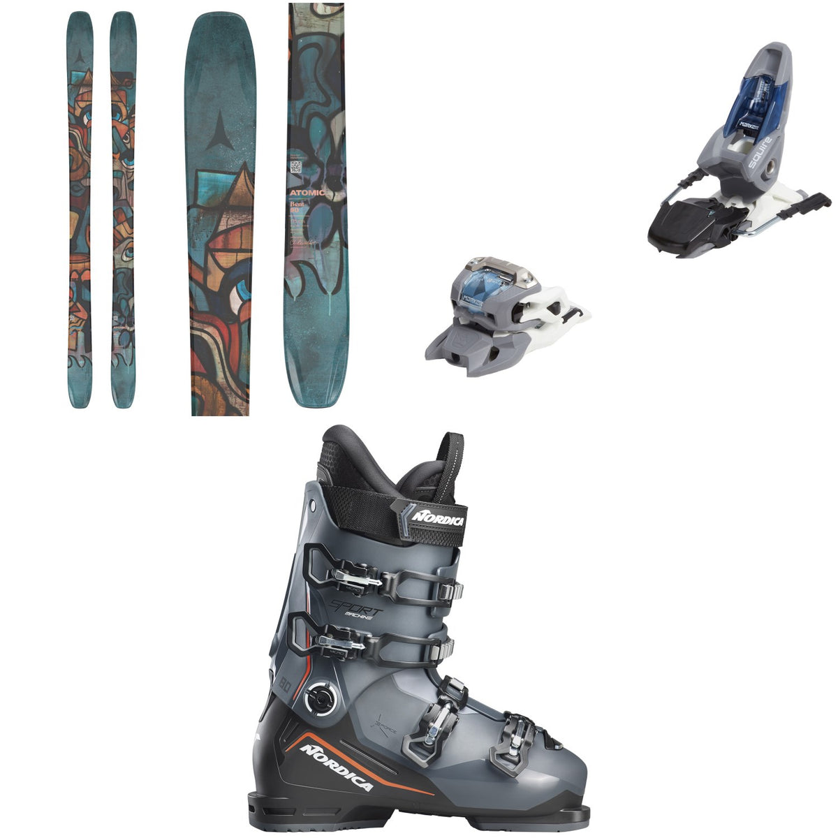 Atomic Bent 90 Skis + Marker Squire 11 Ski Bindings + Nordica Sportmachine 3 80 Ski Boots 2026