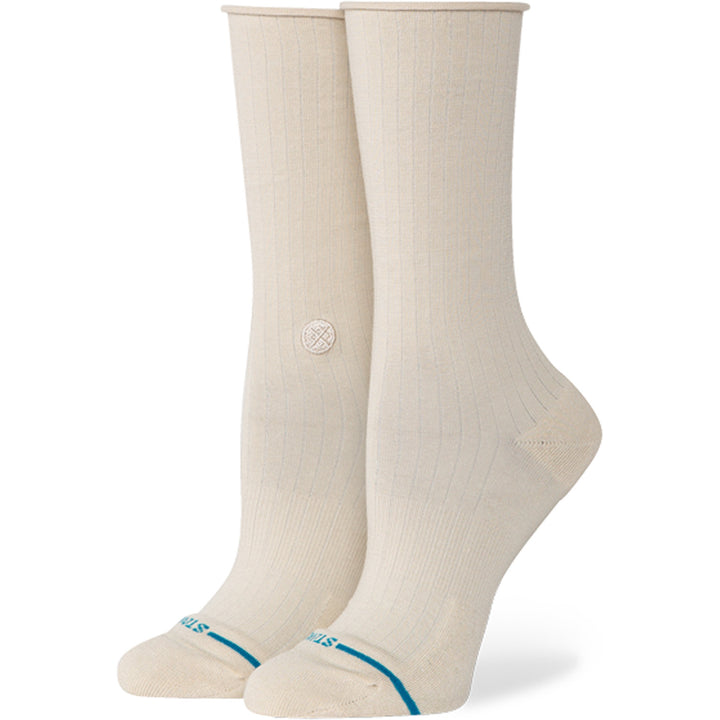 Stance Rolled Solid Crew Socks - Women's Oatmeal