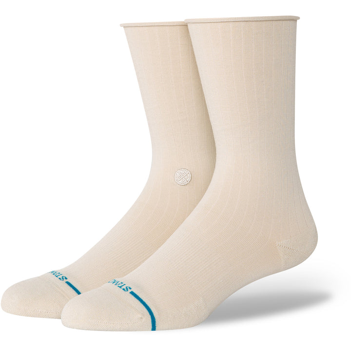 Stance Rolled Solid Crew Socks - Women's Oatmeal