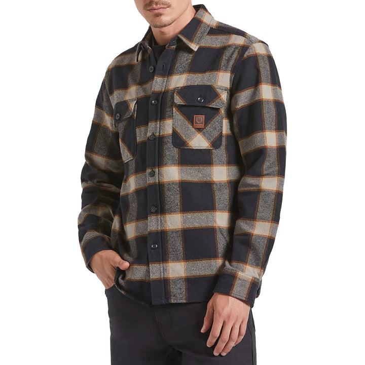 Brixton Bowery Heavy Weight Long-Sleeve Flannel - Men's Black/Cream