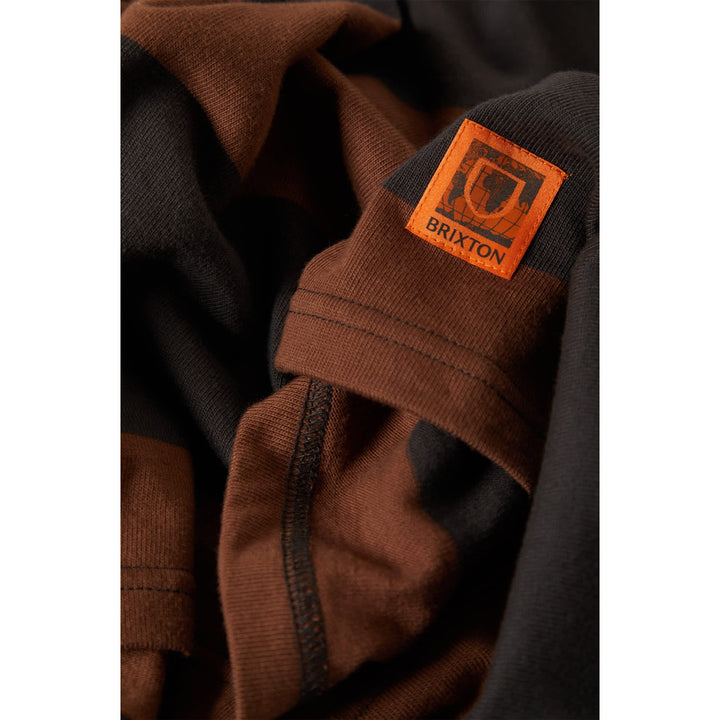 Brixton Union Heavyweight Rugby Polo - Men's Washed Blalck/Pinecown Brown