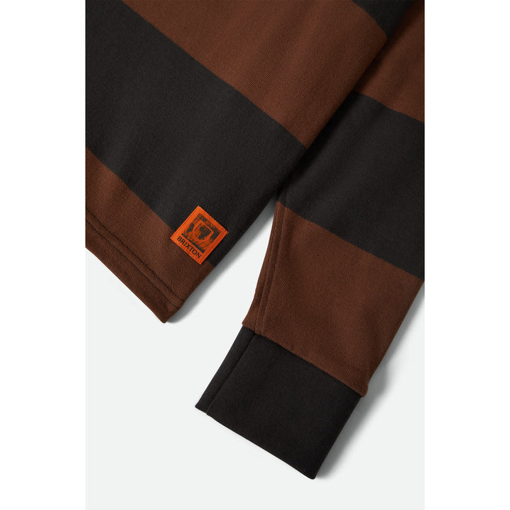 Brixton Union Heavyweight Rugby Polo - Men's Washed Blalck/Pinecown Brown