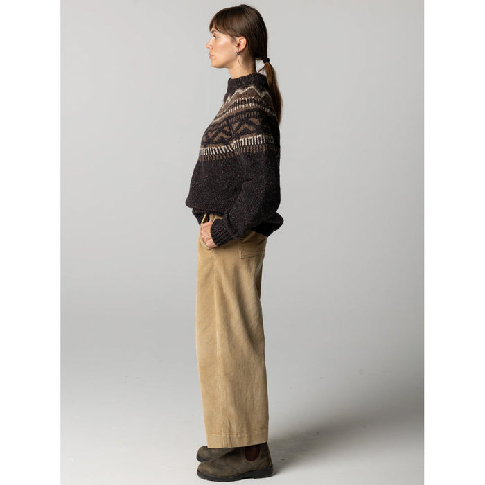 Finisterre Porth Fair-Isle Yoke Jumper Sweater - Women's Burnt Umber/Caramel