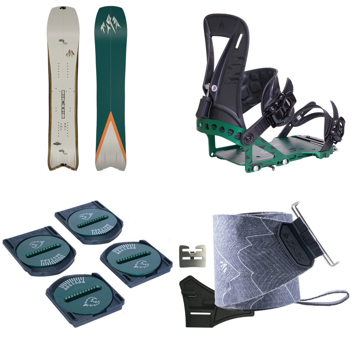 Jones Hovercraft 2.0 Splitboard + Spark R&D Surge ST Splitboard Bindings + R&D Canted Pucks + Jones Nomad Pro Quick Tension Trim-To-Fit Splitboard Skins 2026