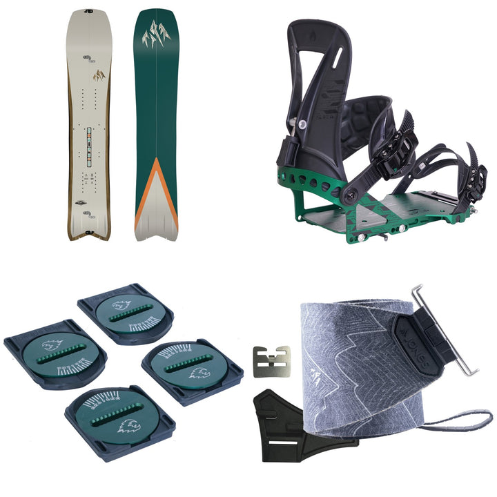 Jones Hovercraft 2.0 Splitboard + Spark R&D Surge ST Splitboard Bindings + R&D Canted Pucks + Jones Nomad Pro Quick Tension Trim-To-Fit Splitboard Skins 2026