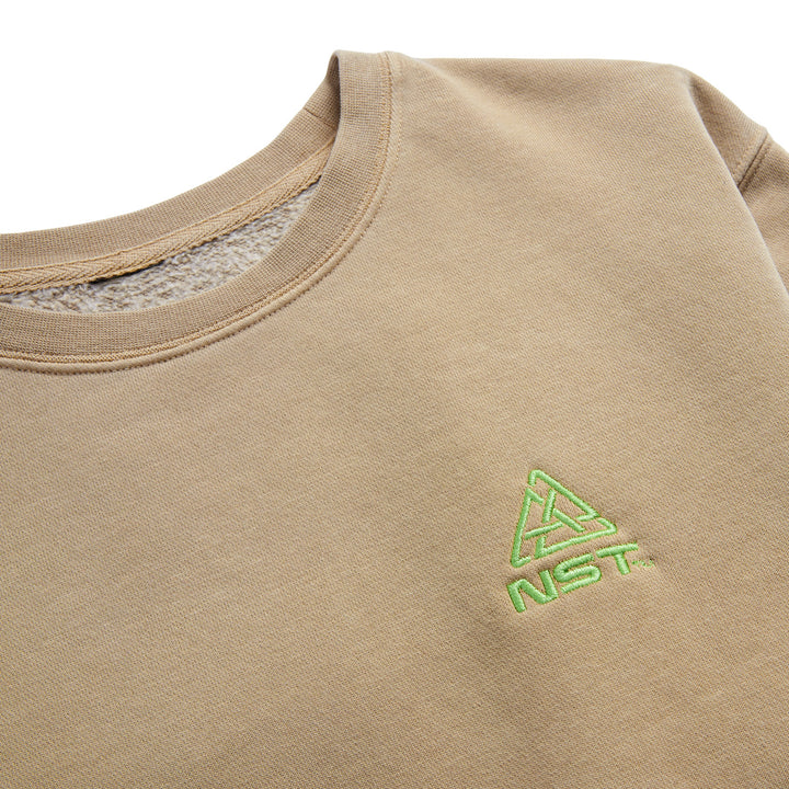 evo x NST Embroidered Pigment Dyed Crew Neck Sweatshirt - Unisex Sandstone