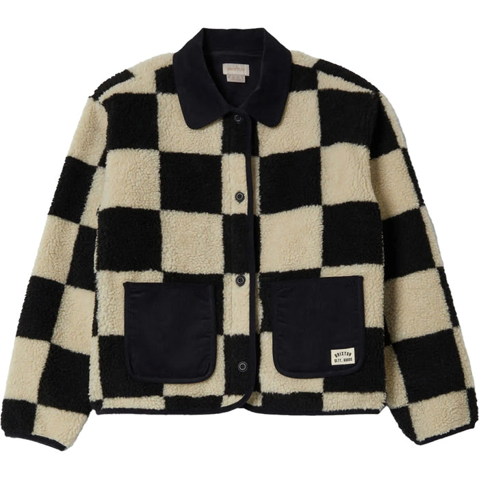 Brixton Delilah Sherpa Jacket - Women's Black/Natural Finish Line Chec