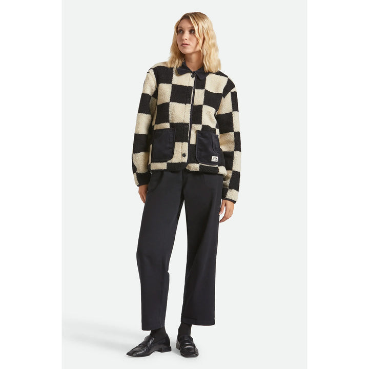 Brixton Delilah Sherpa Jacket - Women's Black/Natural Finish Line Chec