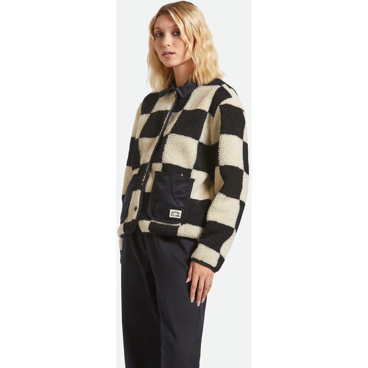 Brixton Delilah Sherpa Jacket - Women's Black/Natural Finish Line Chec