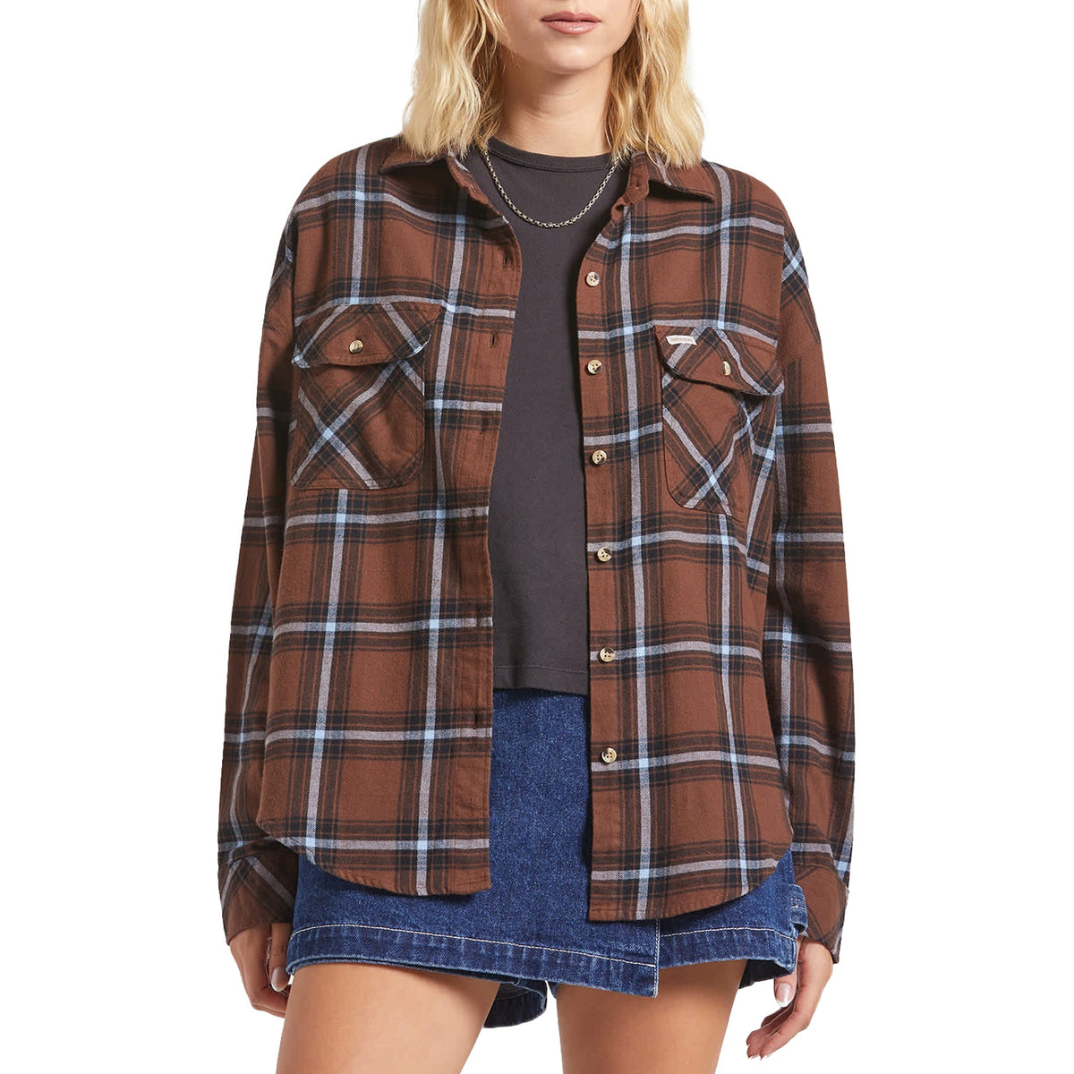 Brixton Bowery Vintage Overshirt - Women's Pinecone Brown/Black/Borrowed