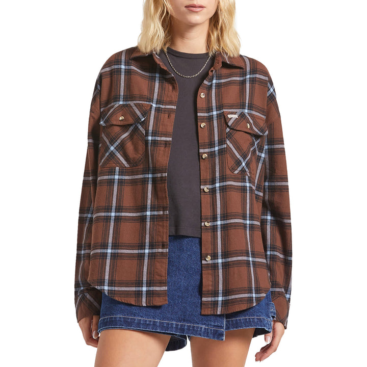 Brixton Bowery Vintage Overshirt - Women's Pinecone Brown/Black/Borrowed