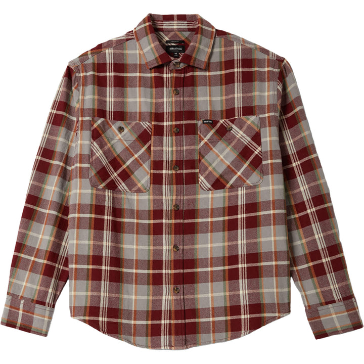 Brixton Vintage Wash Flannel - Men's Maroon Red/Beige/Green