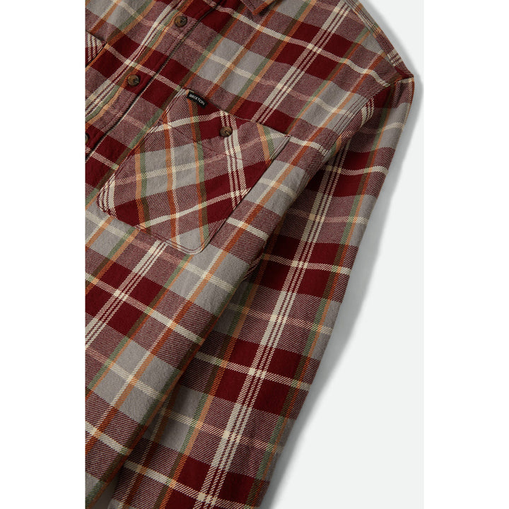 Brixton Vintage Wash Flannel - Men's Maroon Red/Beige/Green