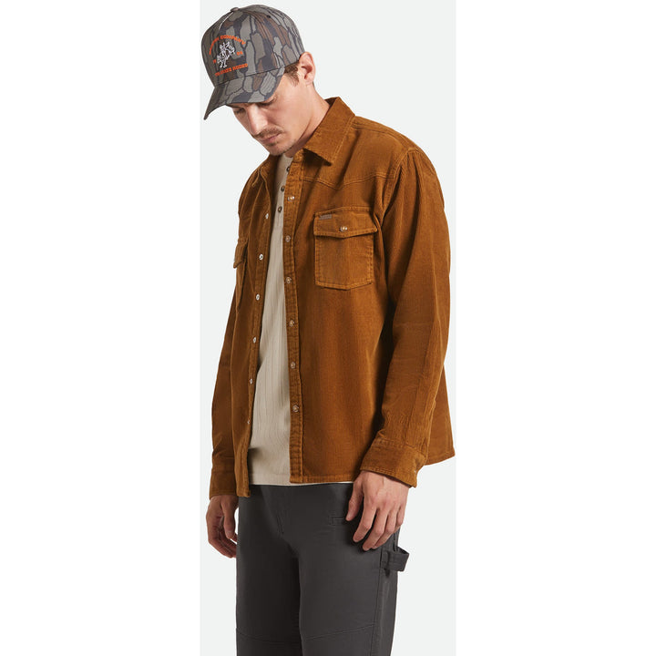 Brixton New West Relaxed Overshirt - Men's Washed Copper Corduroy