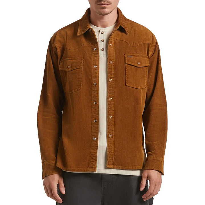 Brixton New West Relaxed Overshirt - Men's Washed Copper Corduroy