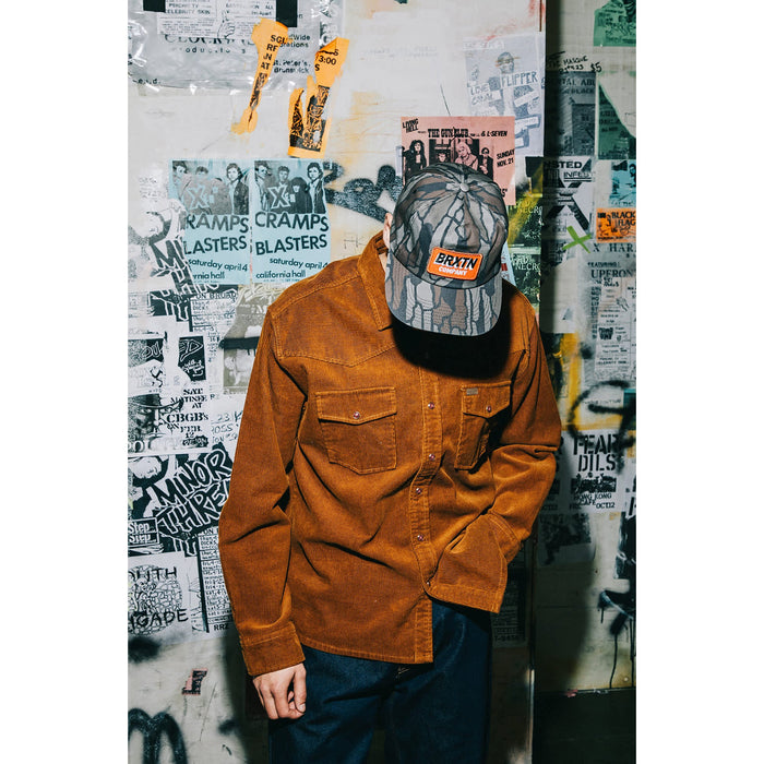 Brixton New West Relaxed Overshirt - Men's Washed Copper Corduroy