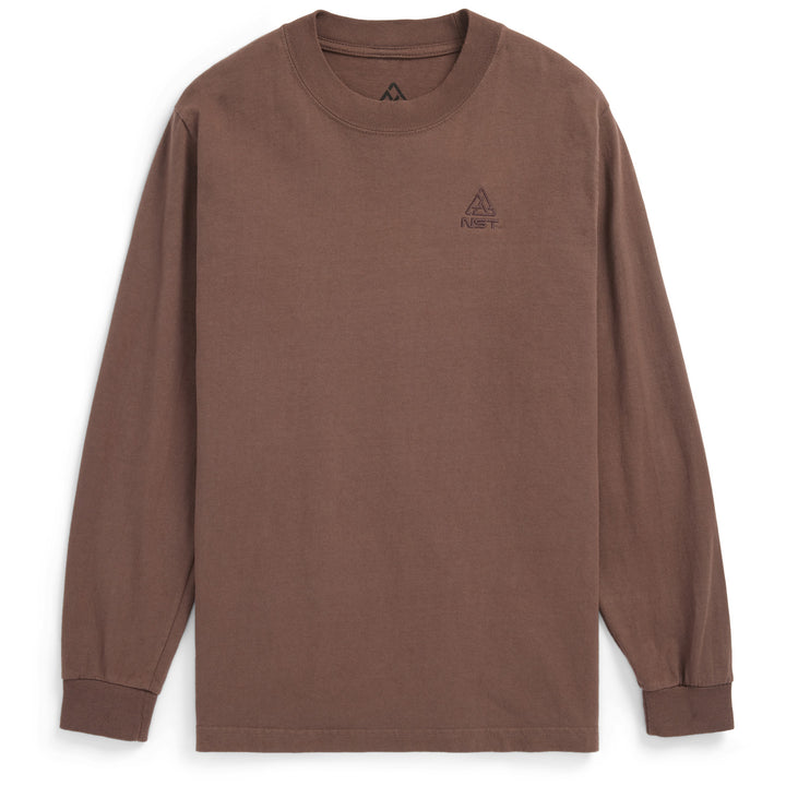 evo x NST Embroidered Pigment Dyed Long-Sleeve T-Shirt - Unisex Mocha
