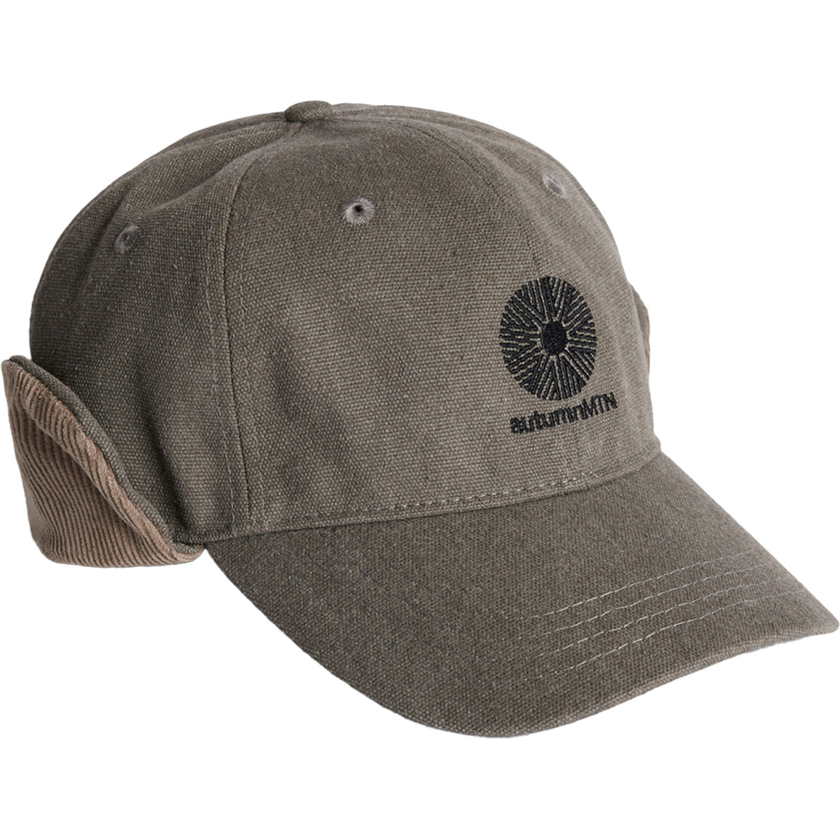 Autumn Washed Canvas Flap Cap Pebble