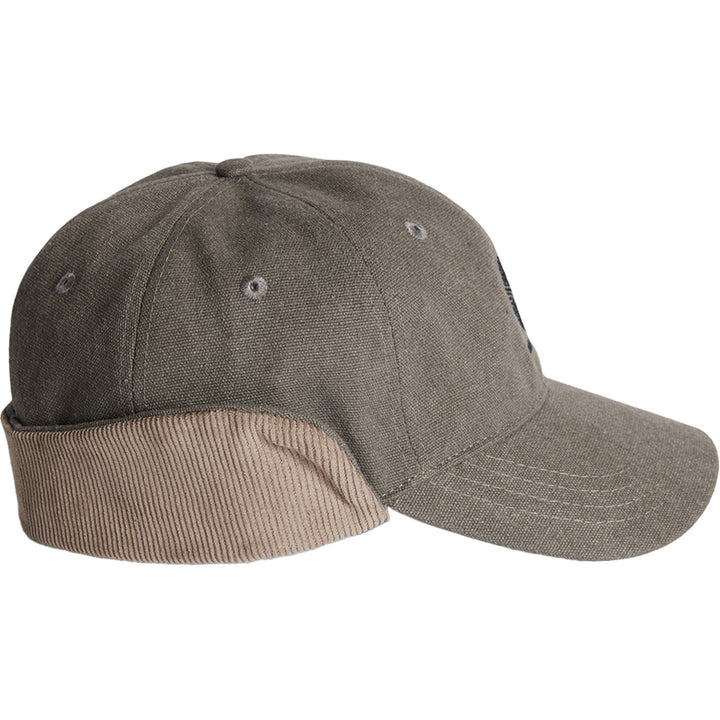 Autumn Washed Canvas Flap Cap Pebble