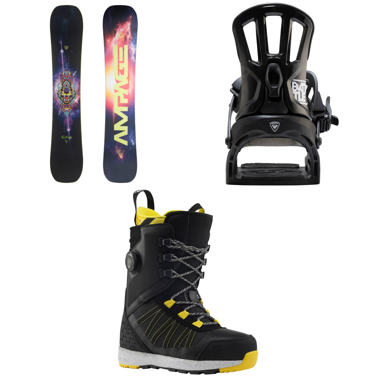Rossignol Ampage Vol.2 Snowboard + Battle Snowboard Bindings + RS Hybrid Snowboard Boots 2026