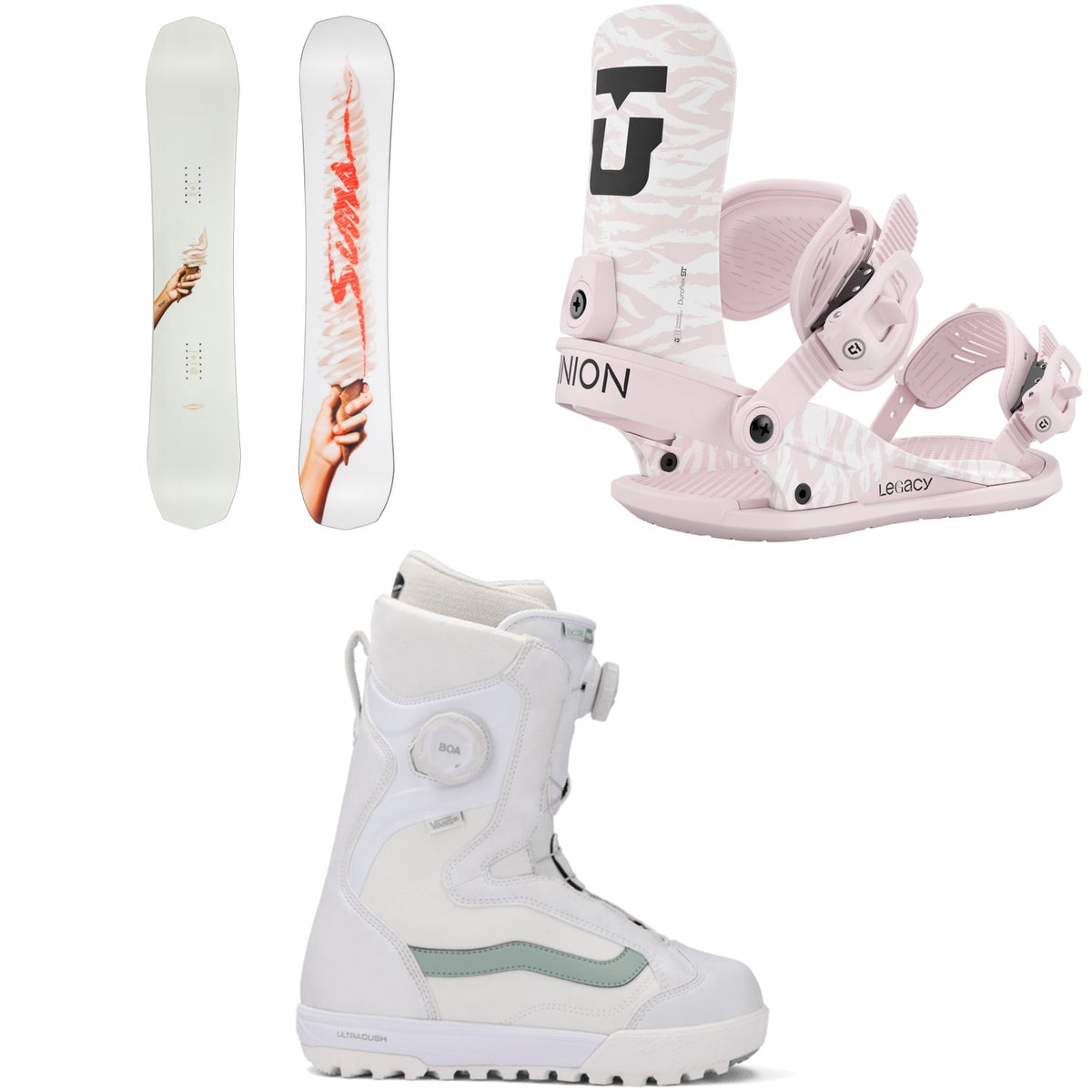 Sims Vanilla Snowboard + Union Legacy Snowboard Bindings + Vans Encore Pro Snowboard Boots - Women's 2026