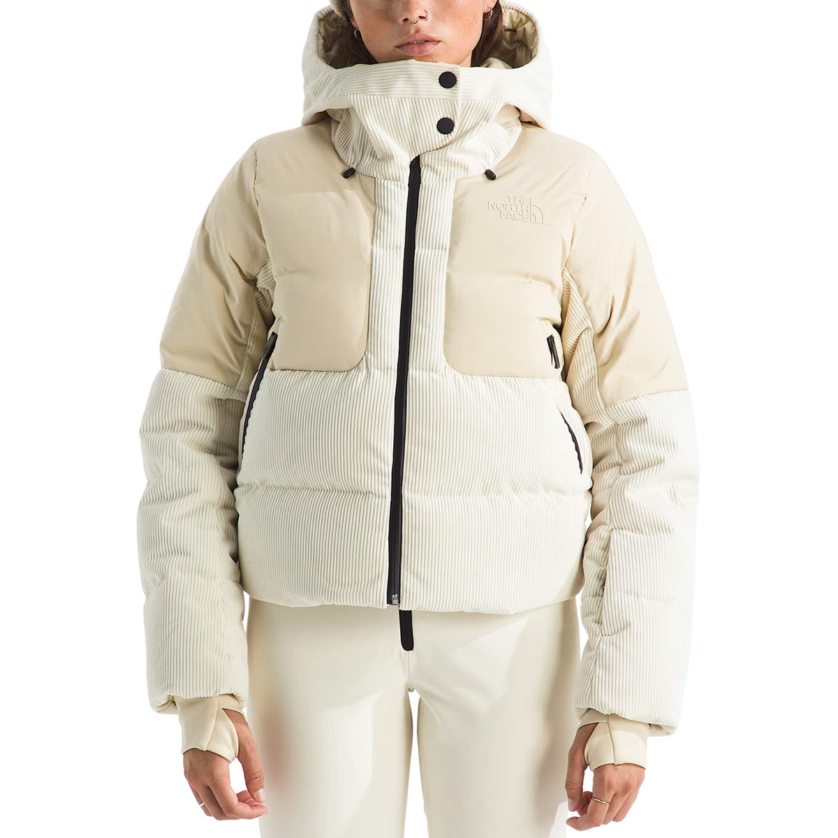 The North Face Cold Spell Cropped Down Corduroy Jacket - Women's Gravel/White Dune
