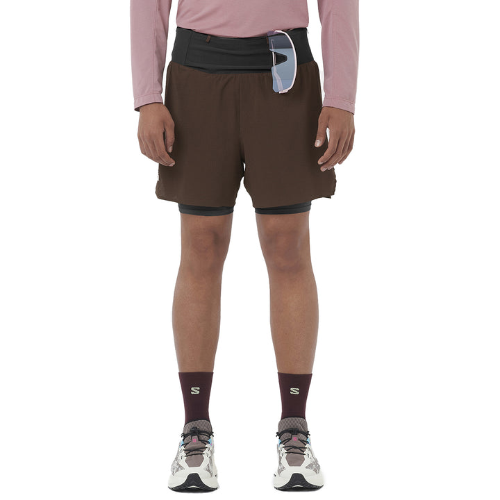 Salomon Sense Aero 2in1 5" Shorts - Men's Coffee Bean