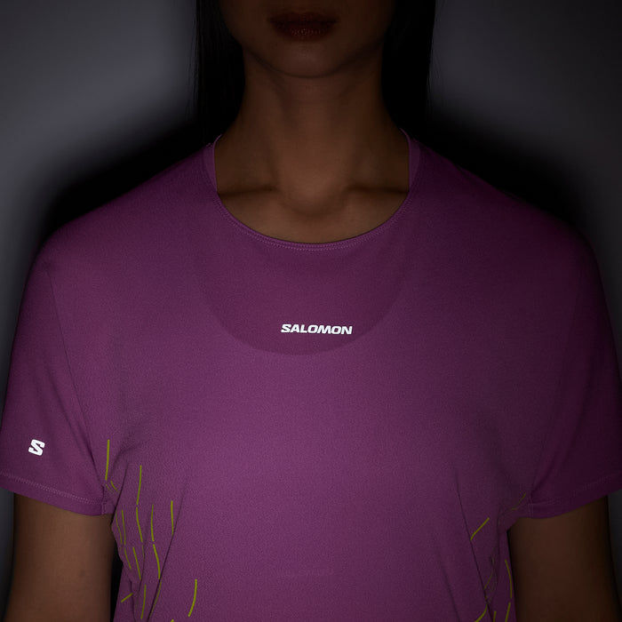 Salomon Sense Aero Short-Sleeve GFX T-Shirt - Women's Iris Orchid/Acid Lime