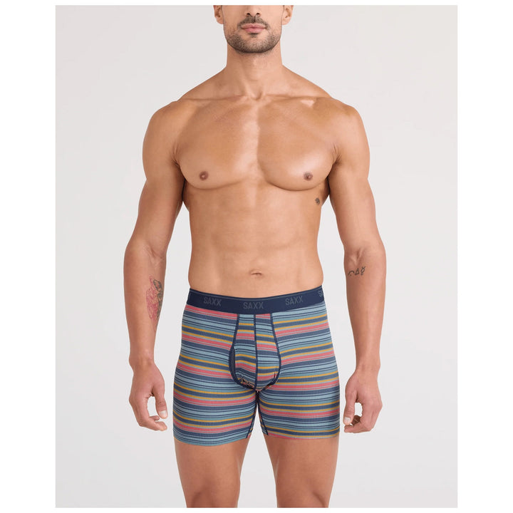 Saxx Quest Quick-Dry Mesh Boxer Brief 2-Pack - Men's Harvest Stripe/Maritime