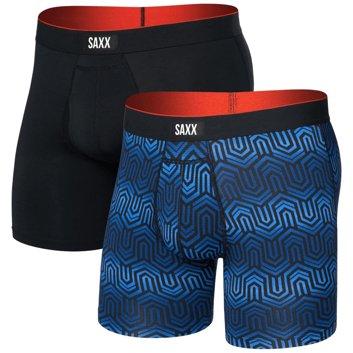 Saxx Multi-Sport Mesh Boxer Brief 2-Pack - Men's Chain Of Command/Black