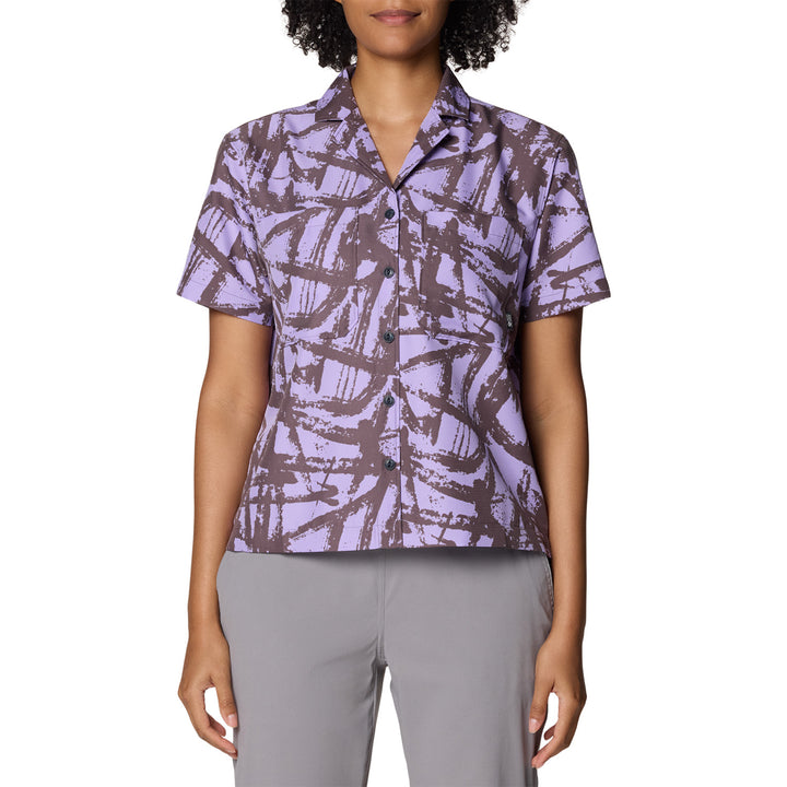 Mountain Hardwear Sun Drift™ Cooling Short Sleeve Shirt - Women's Purple Sage Brushstrokes Print