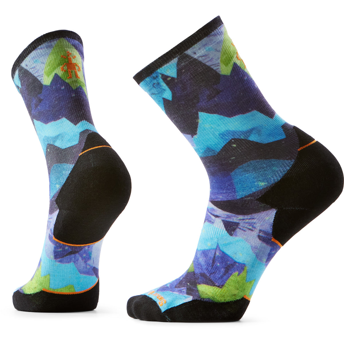 Smartwool Trail Run Targeted Cushion Summit Sector Print Crew Socks - Men's Nightfall Blue
