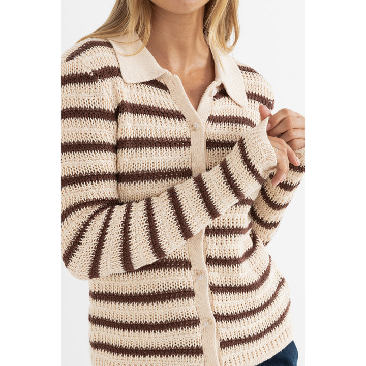 Rhythm Highline Stripe Long-Sleeve Knit Top - Women's Chocolate