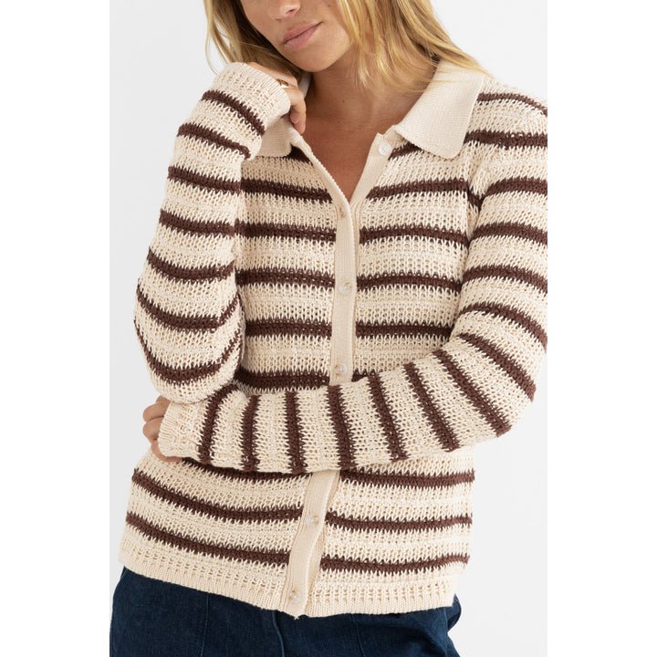 Rhythm Highline Stripe Long-Sleeve Knit Top - Women's Chocolate