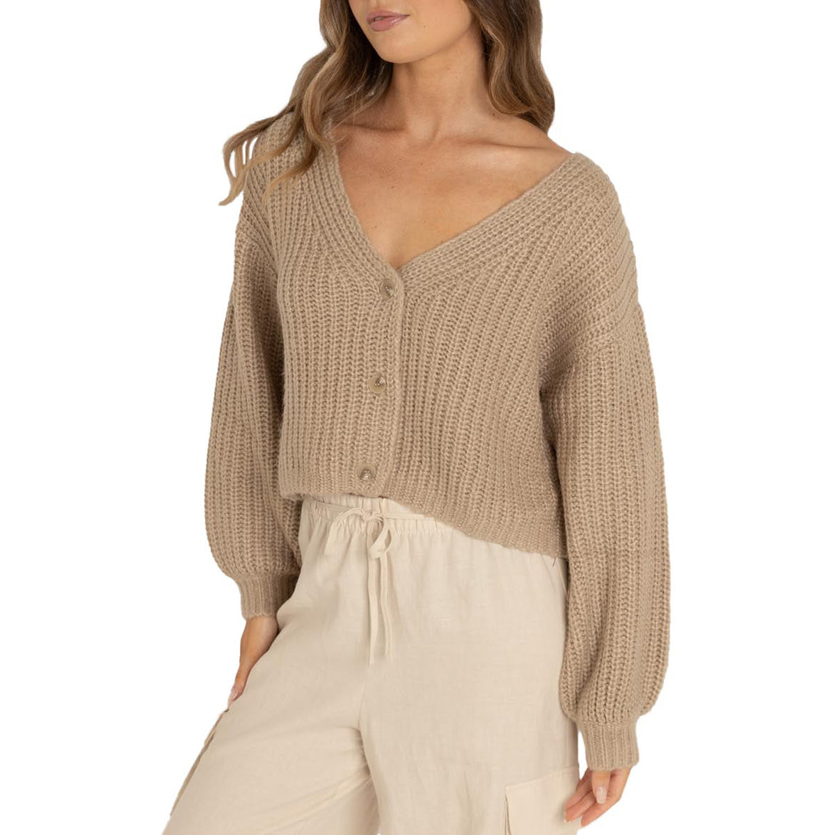 Rhythm Eadie Oversized Knit Cardigan - Women's Cream