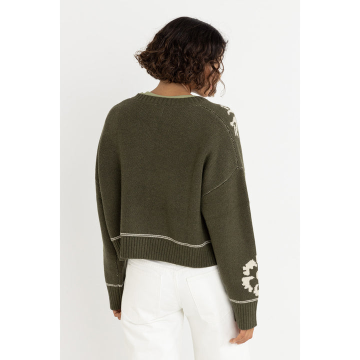 Rhythm Antique Floral Crop Cardigan - Women's Olive