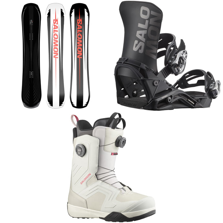 Salomon Assassin Pro Snowboard + District Snowboard Bindings + Dialogue Dual Boa Snowboard Boots 2026