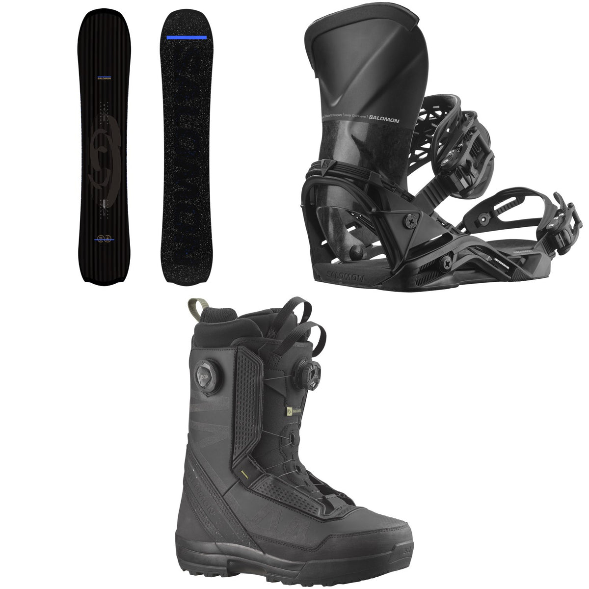 Salomon Fastlane Snowboard + Quantum Carbon Snowboard Bindings + Malamute Dual Boa Snowboard Boots 2026