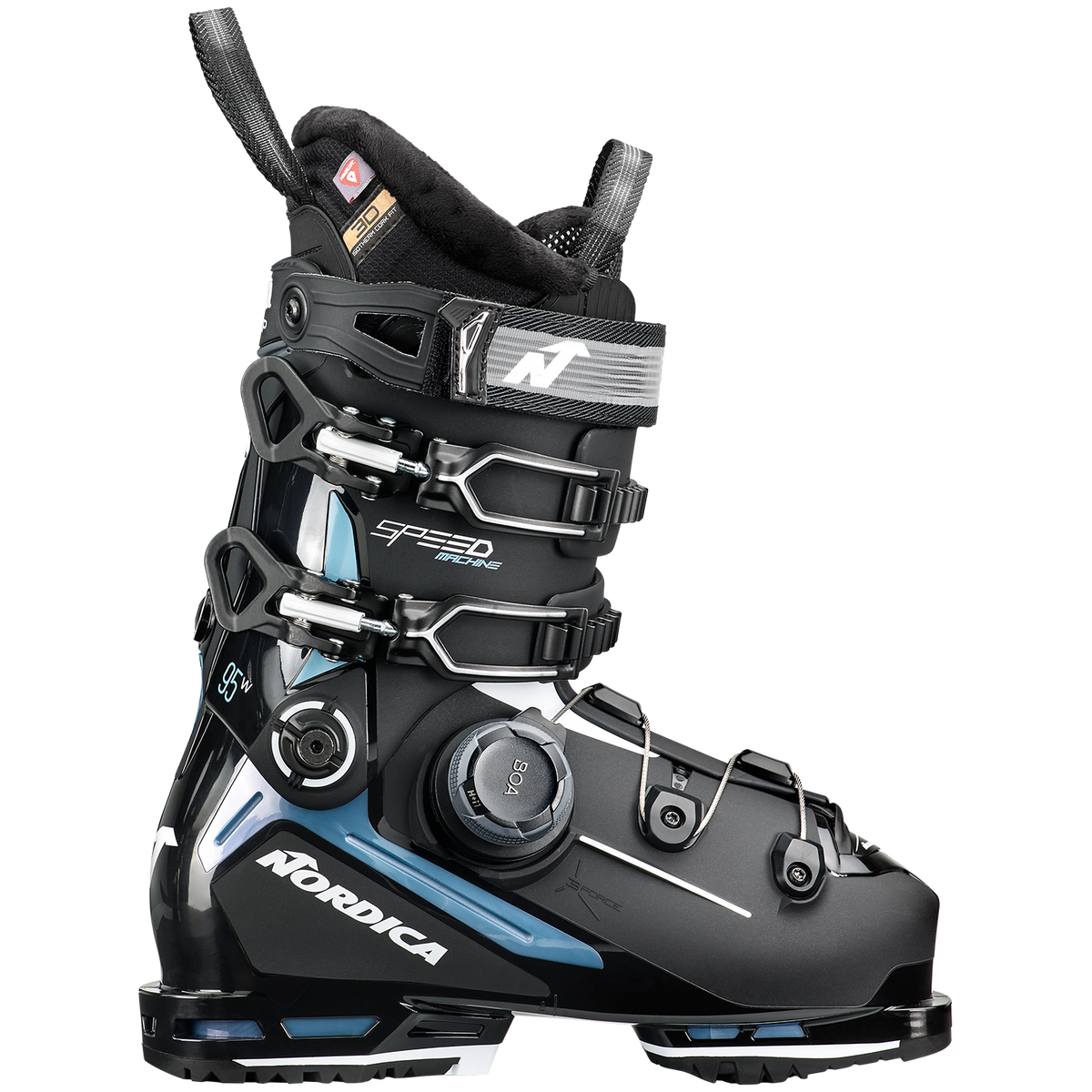 Nordica Speedmachine 3 BOA 95 W Ski Boots - Women's 2026 Black / Light Blue / White