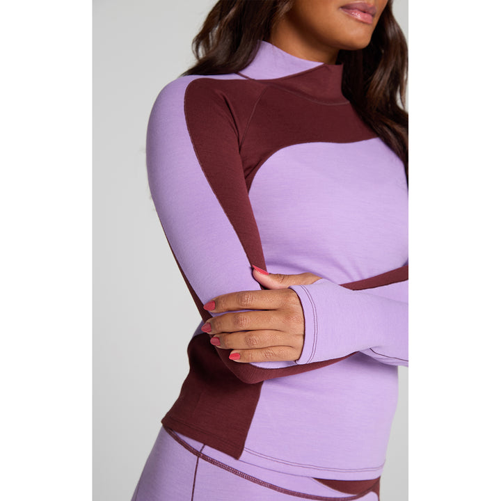 SENIQ Wool Sculp Merino Baselayer Mock Neck Top - Women's Brambleberry