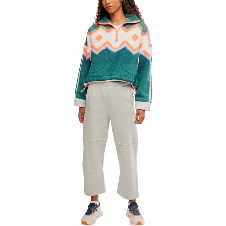 Free People Printed Mountain 1/2 Pullover - Women's Soft Glow Green Glow