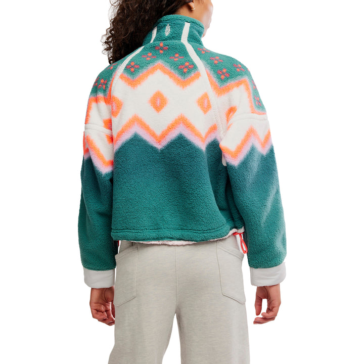 Free People Printed Mountain 1/2 Pullover - Women's Soft Glow Green Glow