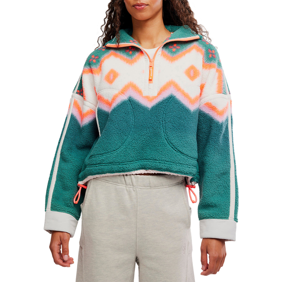 Free People Printed Mountain 1/2 Pullover - Women's Soft Glow Green Glow