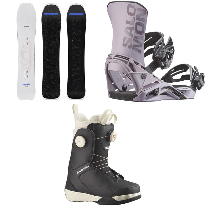 Salomon Jetstream Snowboard + District Snowboard Bindings + Kiana Dual Boa Snowboard Boots - Women's 2026