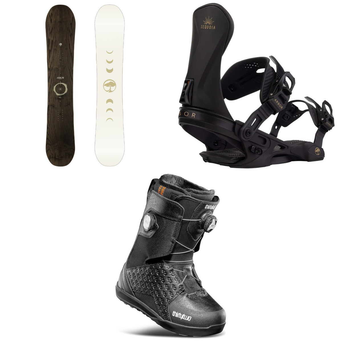 Arbor Mantra Snowboard + Sequoia Snowboard Bindings + thirtytwo Lashed Double Boa Snowboard Boots - Women's 2026