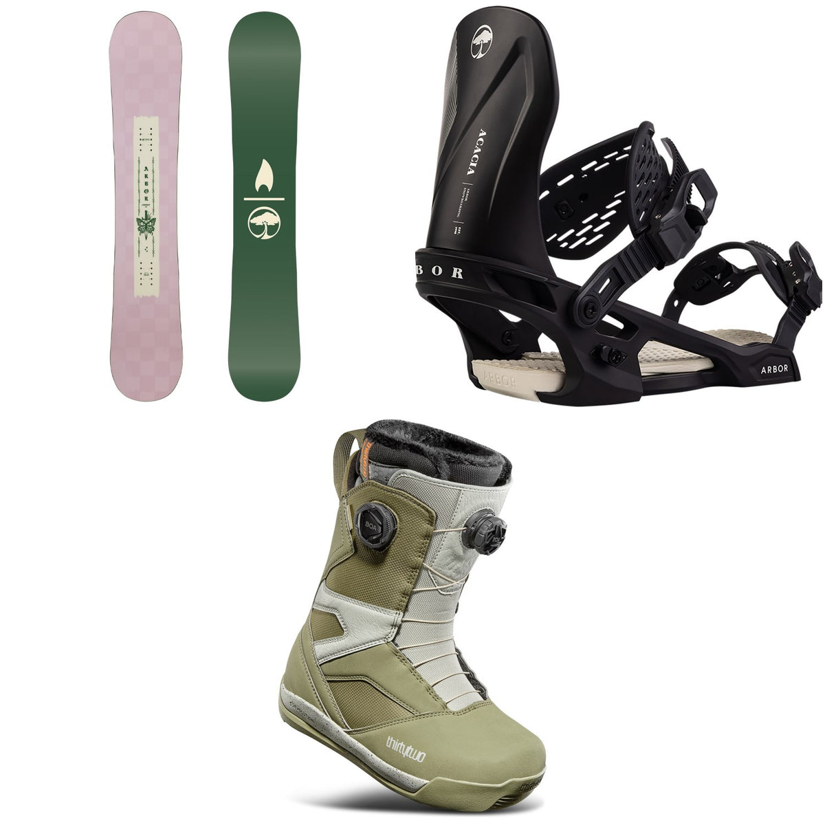 Arbor Cadence Snowboard + Acacia Snowboard Bindings + thirtytwo STW Double Boa Snowboard Boots - Women's 2026
