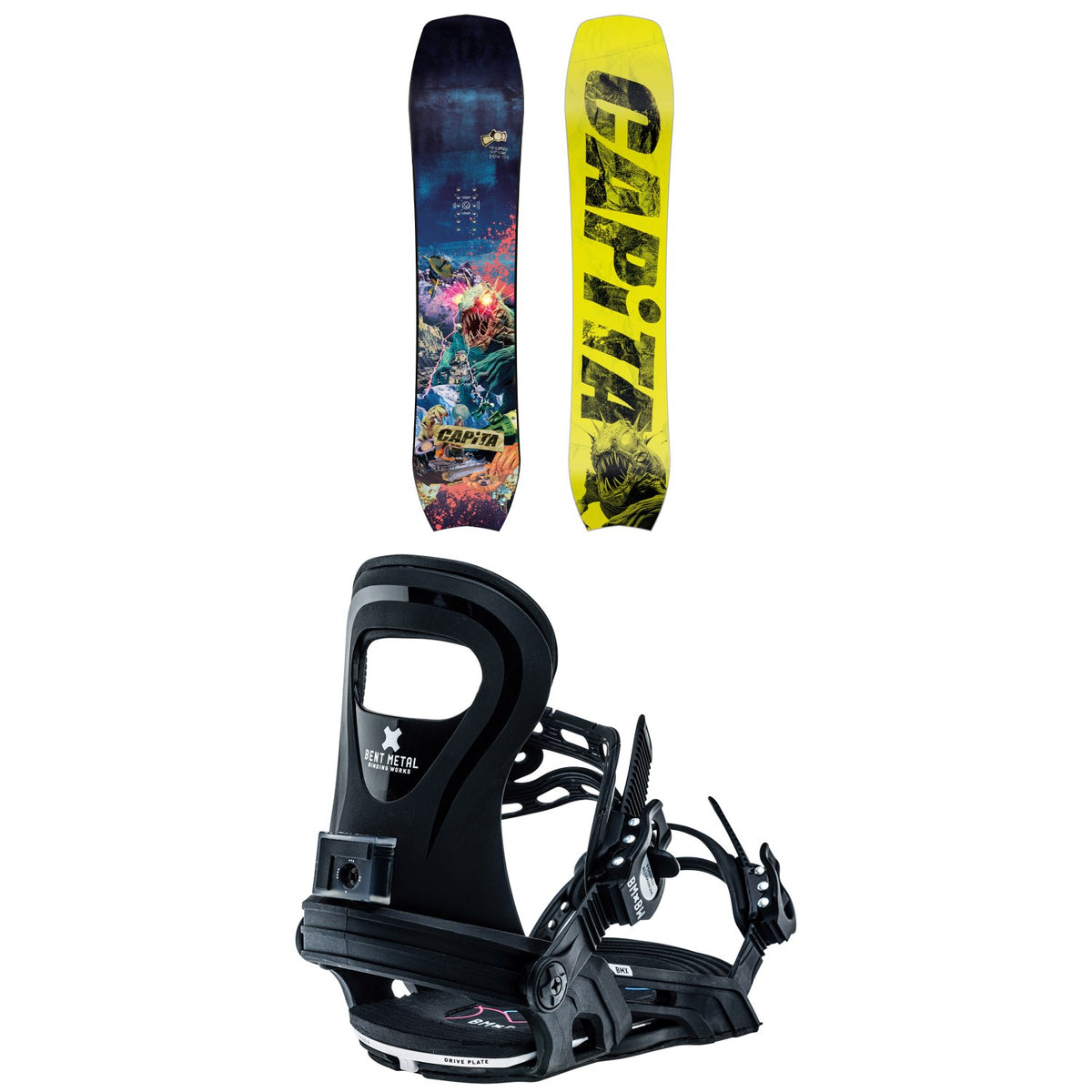 CAPiTA Children Of The Pow Snowboard + Bent Metal BMX Snowboard Bindings - Kids' 2025