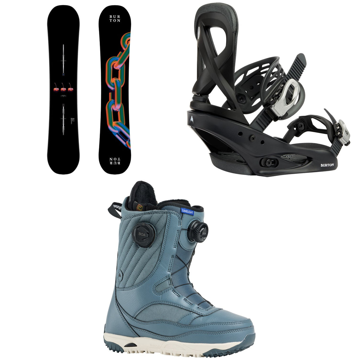 Burton Cultivator Snowboard + Scribe Snowboard Bindings + Limelight Boa Snowboard Boots Women's 2026